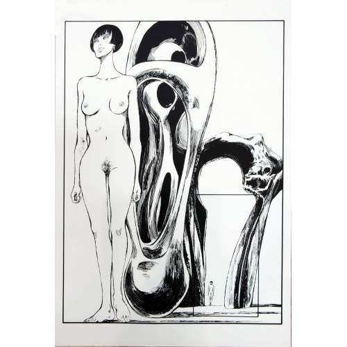Guido Crepax | ”Valentina”  figura femminile | stampa su cartoncino | h.cm. 49x34,5 |non firmata