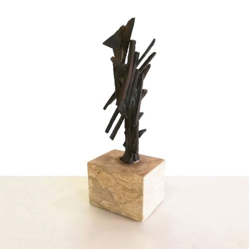 Guido Dragani | Astratto | scultura in bronzo con supporto in marmo bianco | h cm. 24x15x8 | anno 1975