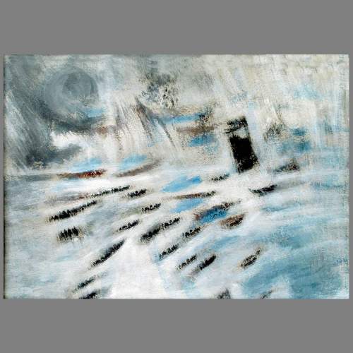 Angelo Rinaldi| " Mareggiata"| acrilico su cartone| cm.50,2x70,7| anno 1960