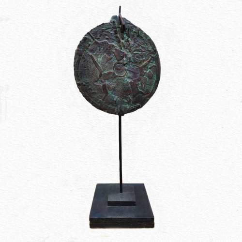 Guido Dragani, "Materia Spaziale", scultura in bronzo patinato e base in legno, h.cm.68x31x4