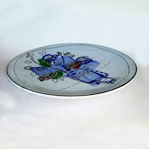    Manlio Bacosi per l'ANTICA DE RUTA " Vaso di fiori", piatto in ceramica,Ø cm.31,5, marchio,certificazione di Manlio Bacosi
