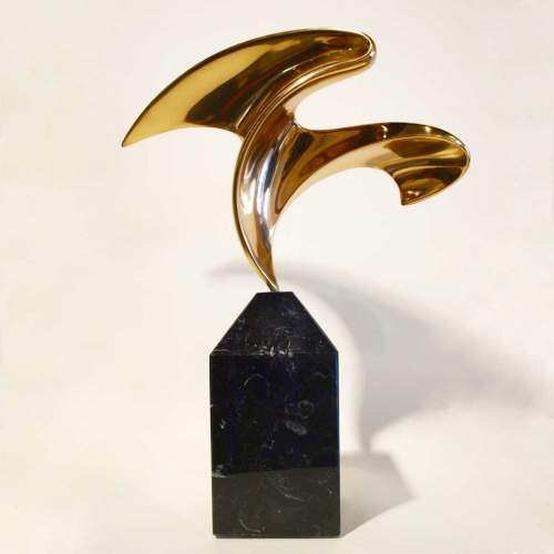 Nereo Petenello, Il Volo, scultura in bronzo, cm.42x36, solo bronzo cm.22, anni 1970